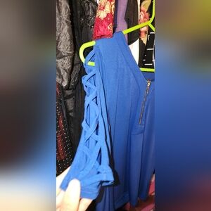 Always Indigo Blue Top with Zipper Detail